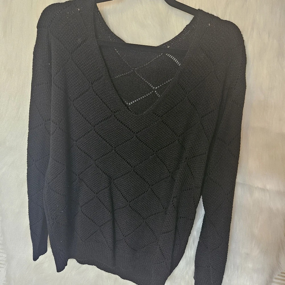 Shein Soft V-Neck Open Knit Sweater - Picture 2 of 6